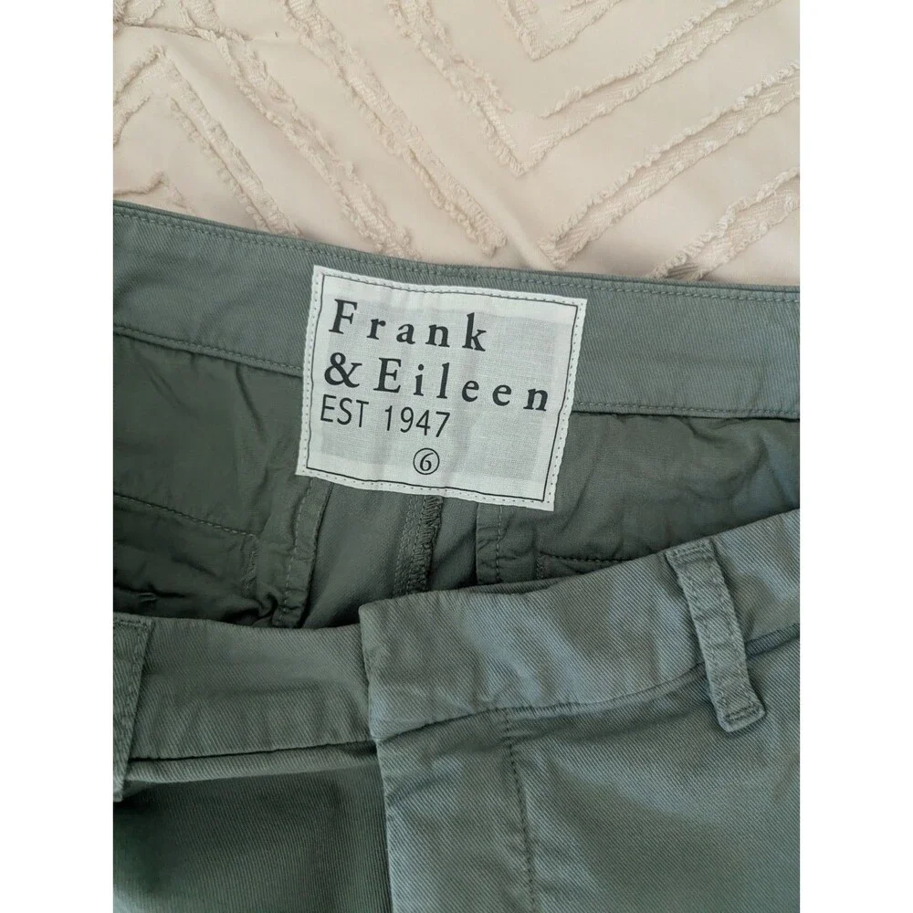 Frank & Eileen Wicklow Chino Pants Sage Green Distressed Hem Size 6 office - Picture 2 of 9